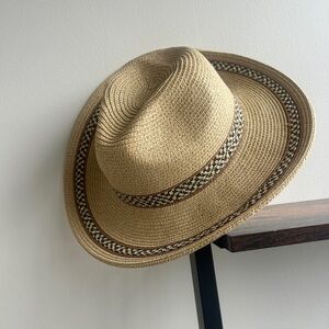 Wide Brim Straw Hat Boho Western Style Neutral Woven Sun Hat